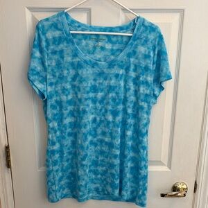 Chaus Sport Women's Blue Tie-Dye Short Sleeve Top size XL